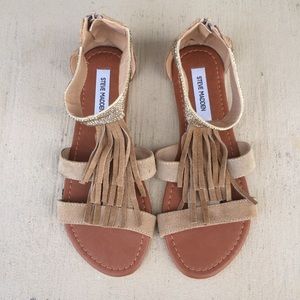 Steve Madden Audree Taupe Suede Fringe Sandal